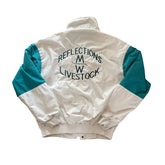 Vintage Dumbrooke White/Teal Colorblock USA Dick cattle rancher livestock Jacket Men's Size L